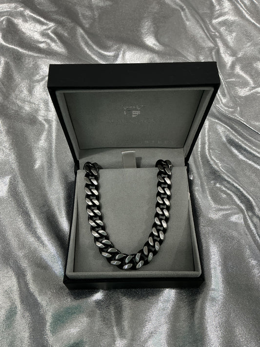 Cuban Chain Necklace Brushed & Black