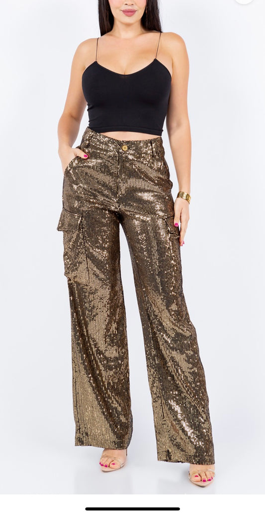 Sequin cargo pants