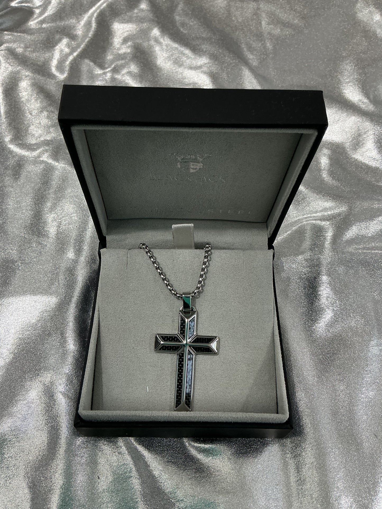 Black Fiber Cross Necklace
