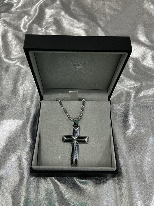 Black Fiber Cross Necklace