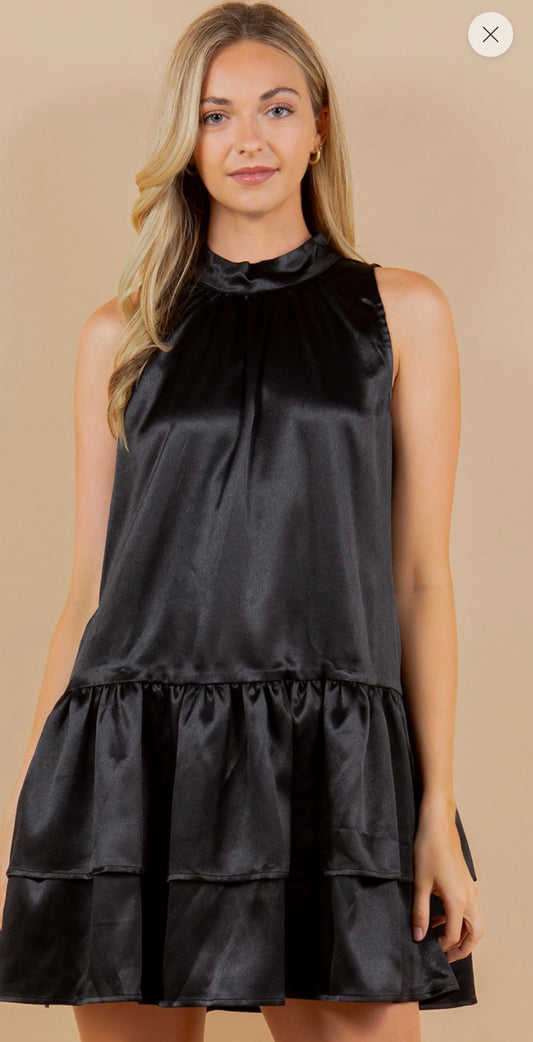 Satin  mini dress black