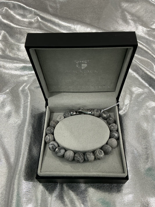 Bead Bracelet Gray Jasper