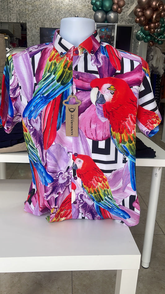 Parrot flowers shirt
